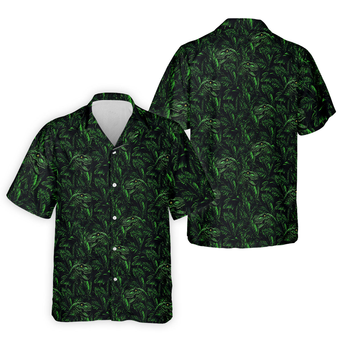Dinosaurs In The Forest Deep Forest Green Hawaiian Golf Shirt, Polo Shirtor Men