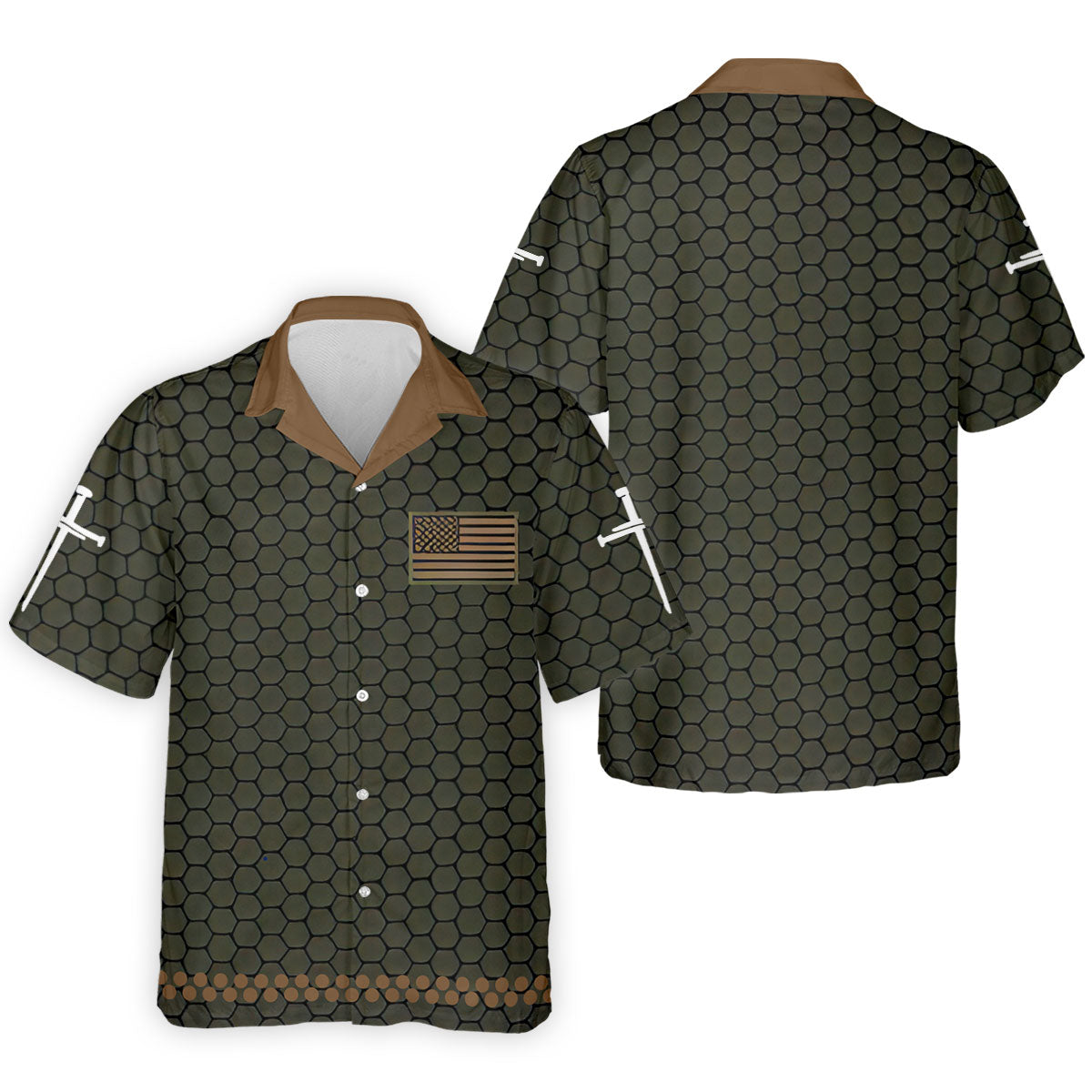 USA 250th Anniversary Patriotic Polo Men's Faith Cross And American Flag Print Polo ShirtOf July Shirt