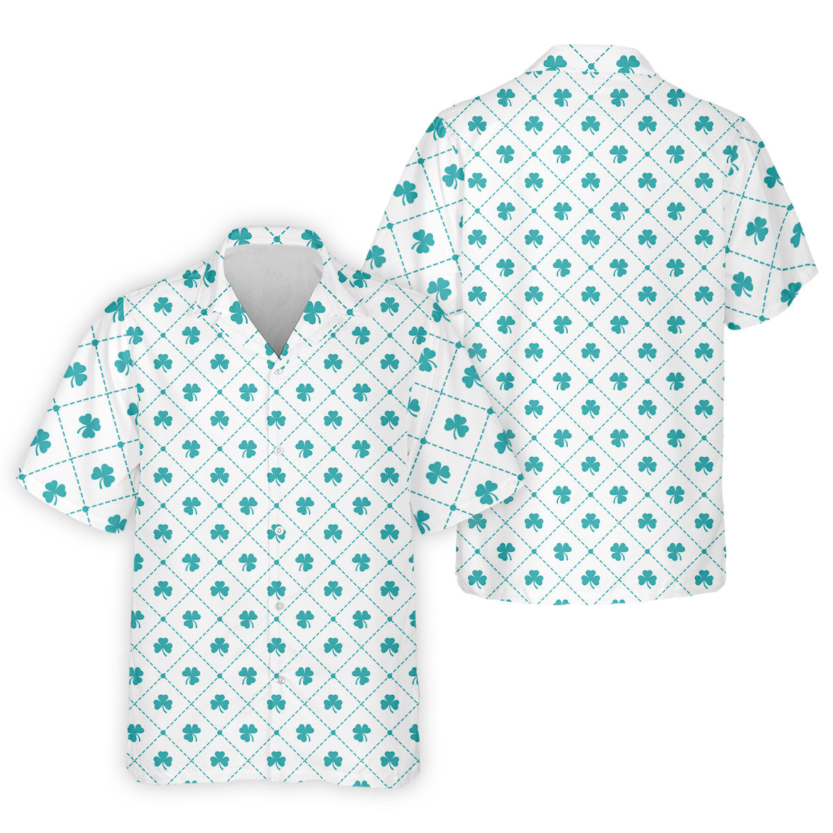 Grid Pattern Shamrock Golf Shirt, St Patrick's Day Golf Tops For Men, Golf Shirts For Men, Polo ShirtFor Men