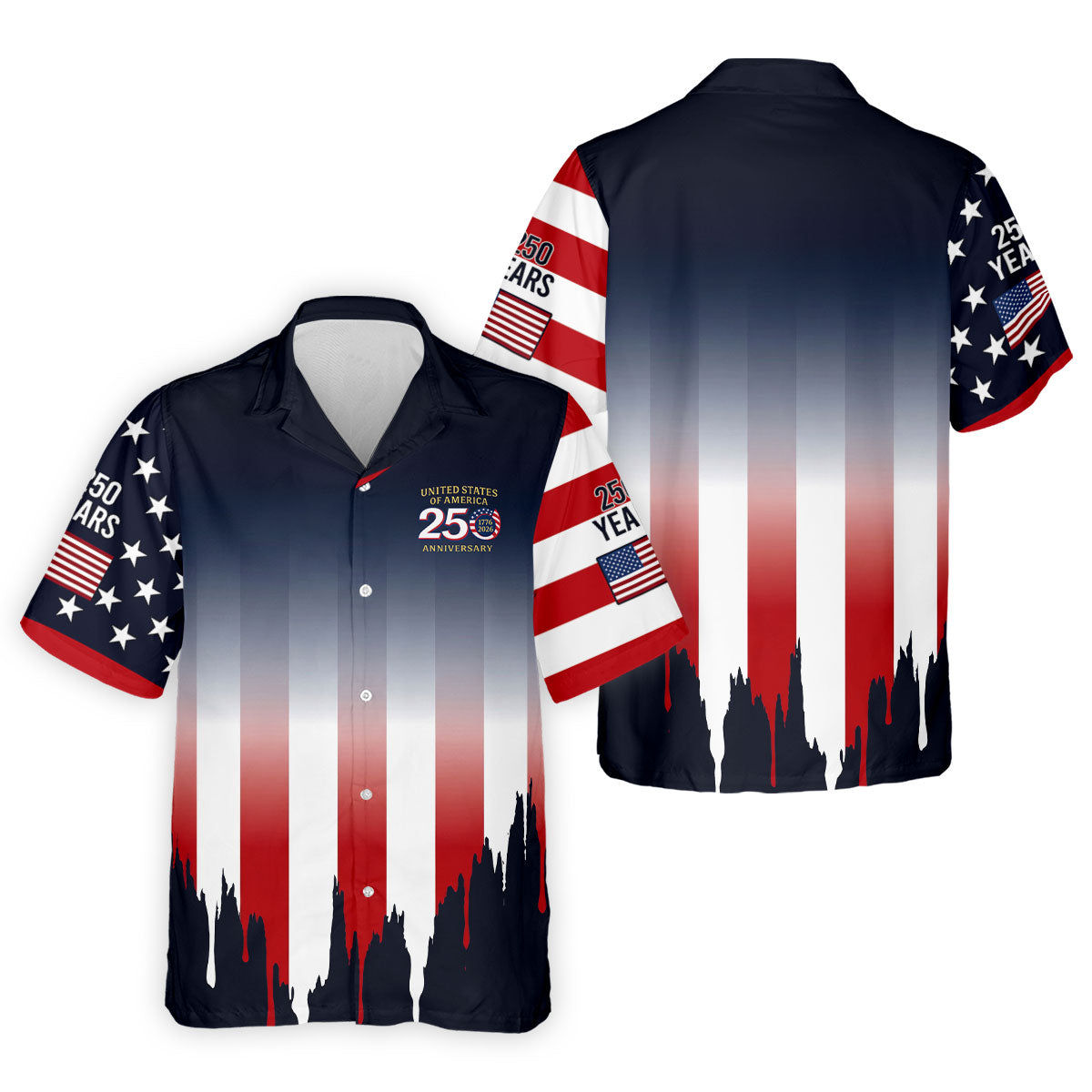 USA 250 Anniversary American Flag Golf Shirt, Patriotic 4th Of July Golf Shirts For Men