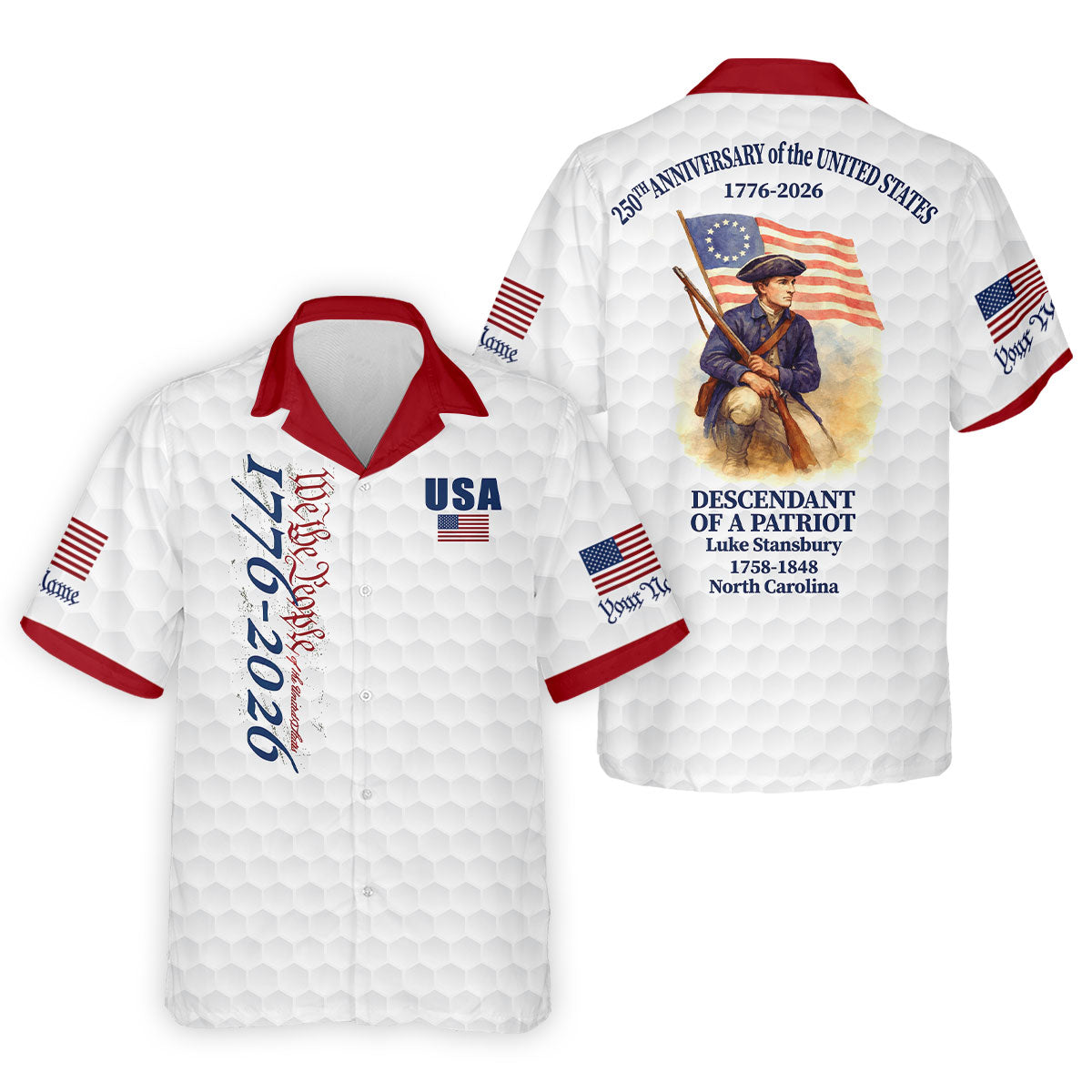 Descendant Of A Patriot Golf Tops For Men, 250 Years of America Golf Shirt, Patriotic Polo ShirtFor Men
