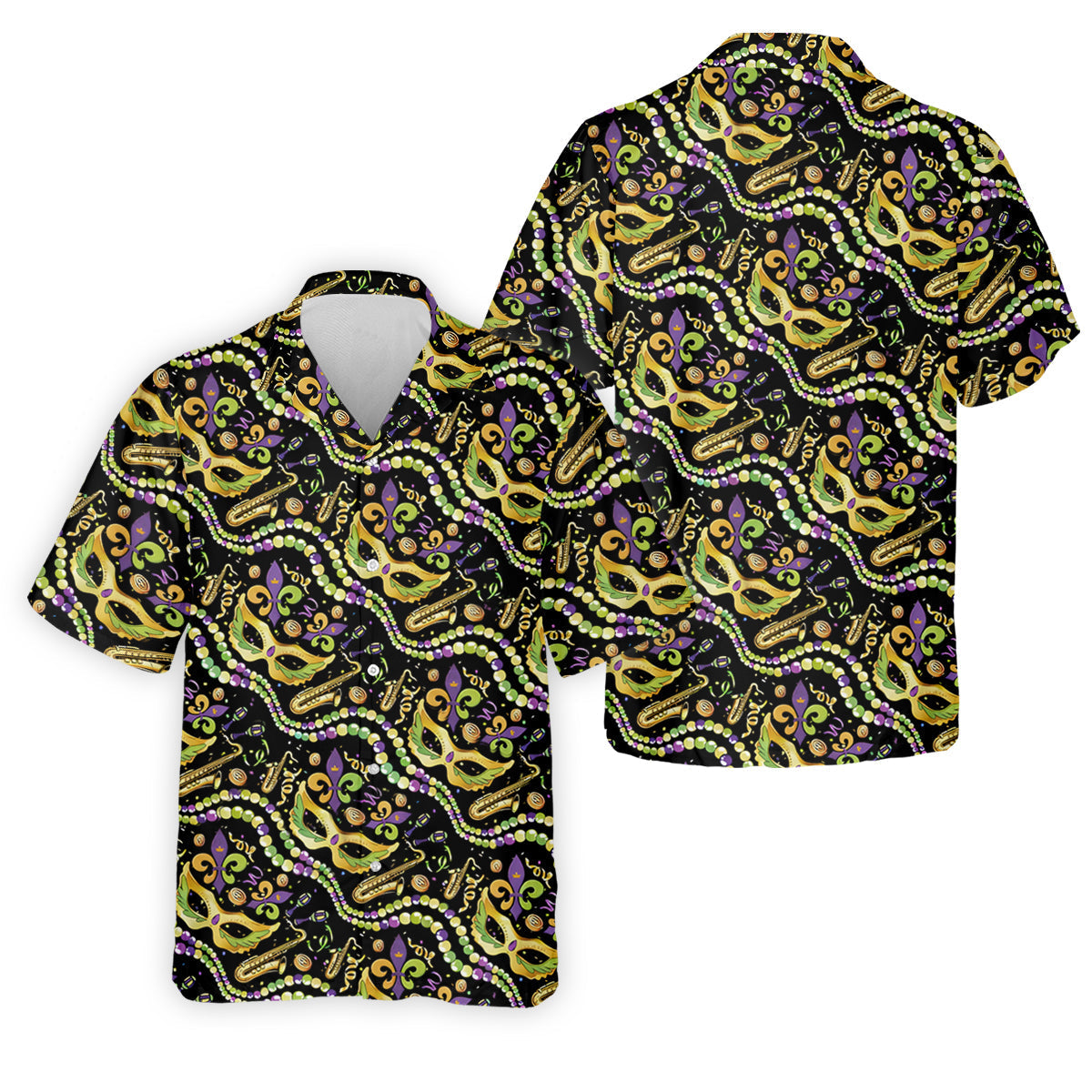 Gold Masquerade Mask Beads String Mardi Gras Golf Shirt, Polo ShirtFor Men, Golf Shirts For Men