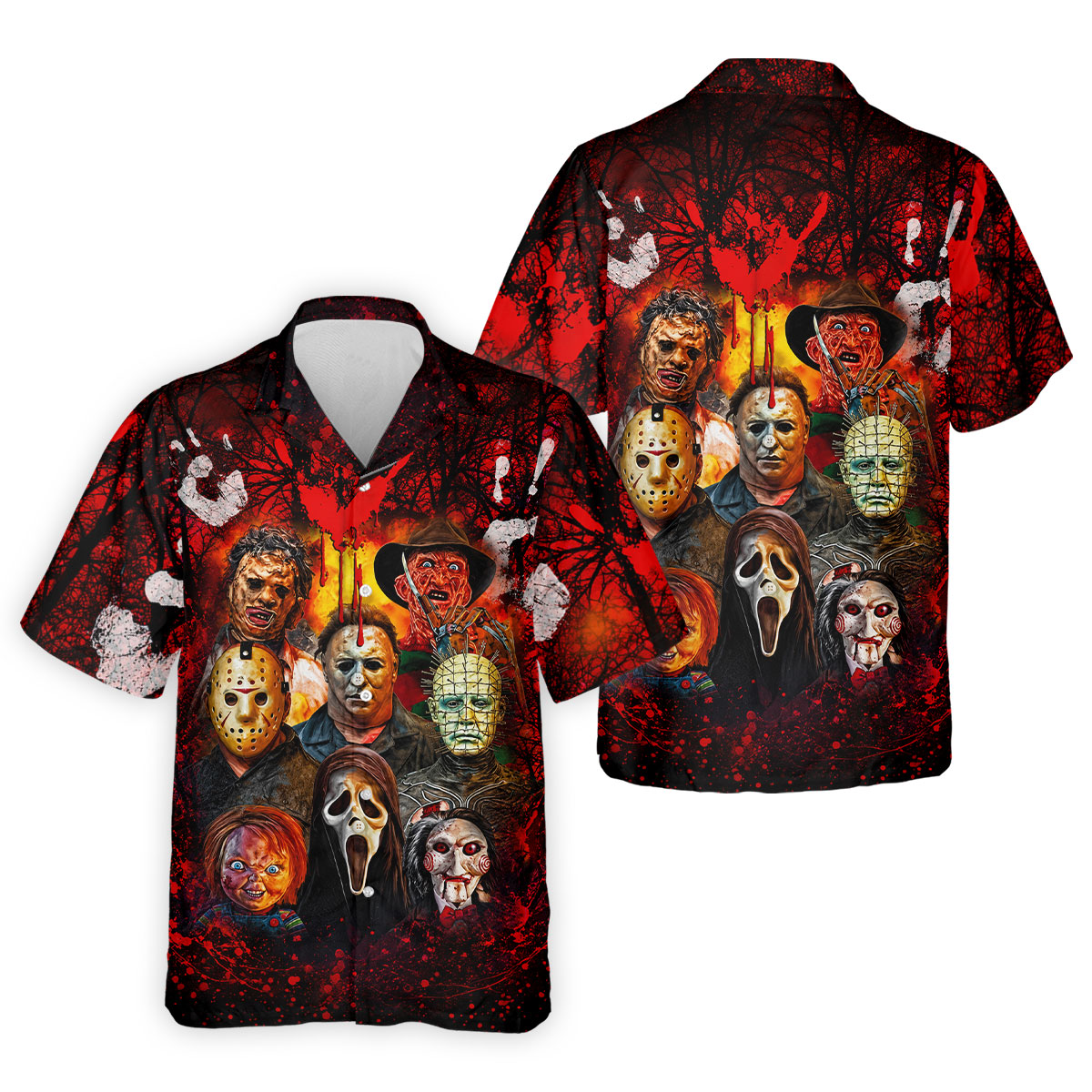 Halloween Horror Character Hawaiian Golf Shirt, Men's Golf Shirt, Golf Shirts For Men