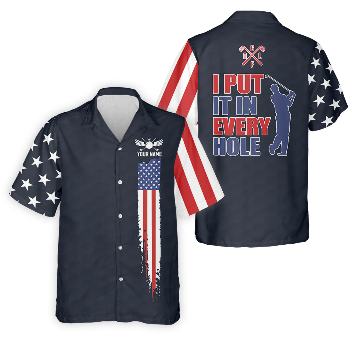 I Put It In Every Hole American Flag Patriot Red White Blue Golf Tops For Men, 250th Anniversary Golf Shirts For Men
