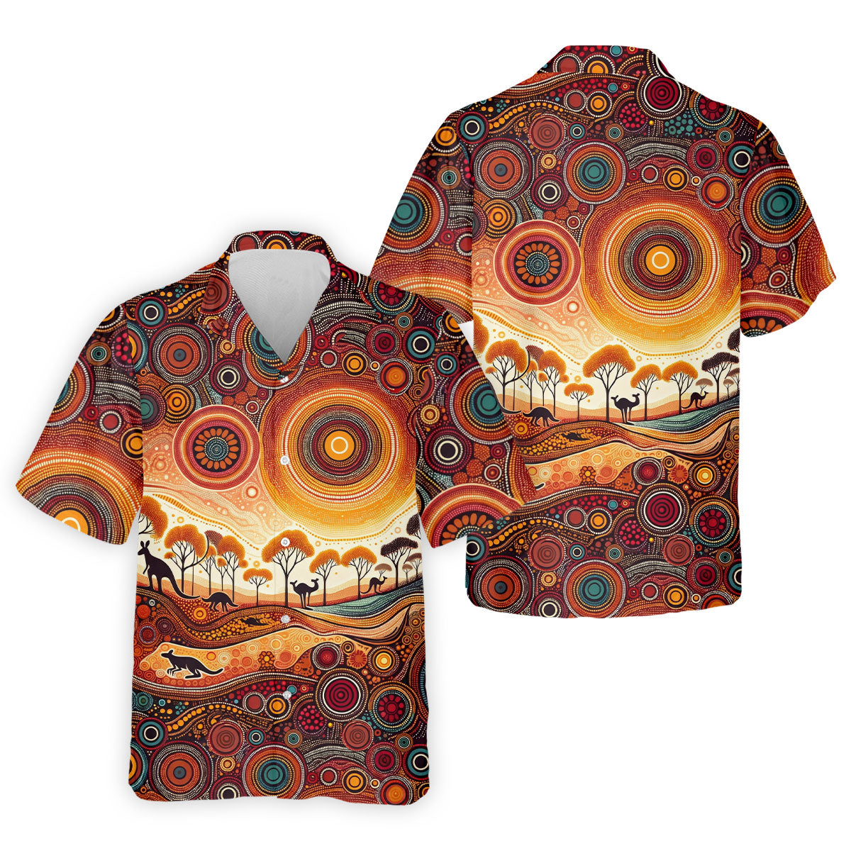 Australian Aboriginal Colourful Art Golf Tops For Men, Australia Kangaroo Polo Shirtor Men