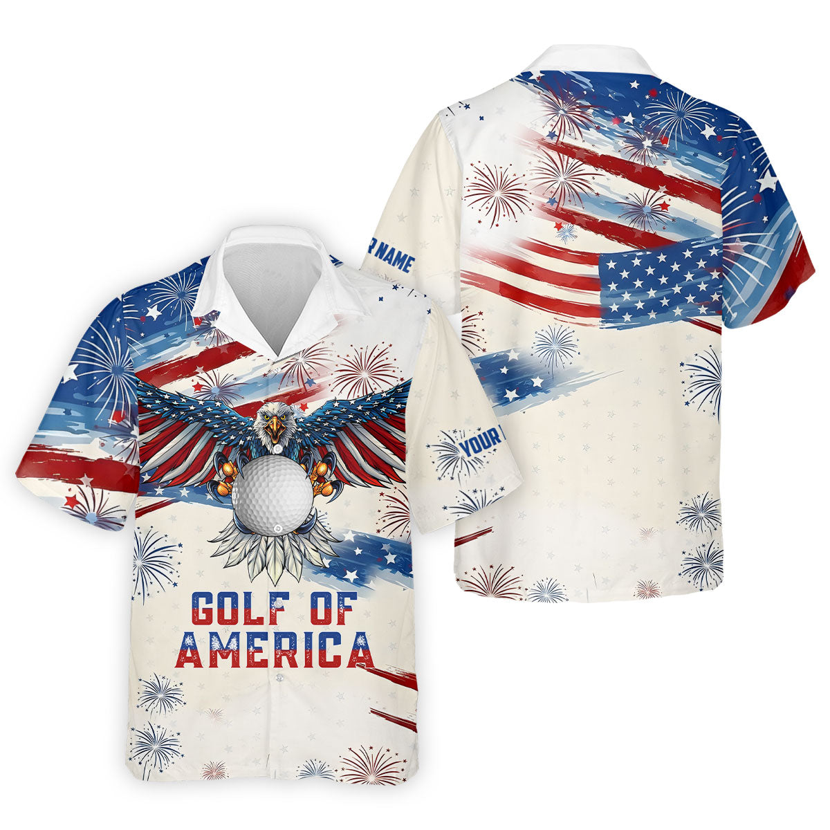 Golf Of America 250th Anniversary Red White Blue Brush Stripes Patriotic 4th Of July Golf Shirts For Men