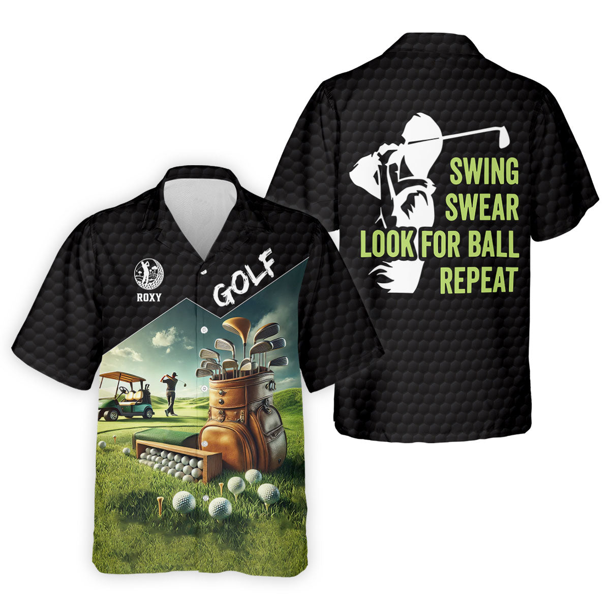 Swing Swear Look For Ball Repeat Funny Golf Shirt, Custom Golf Shirts, Golf Shirts For Men