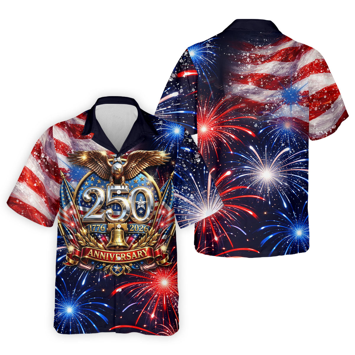 America Bald Eagle Red White Blue Patriotic Celebration 4th Of July Golf Shirt, 250 Years Golf Shirts For Men