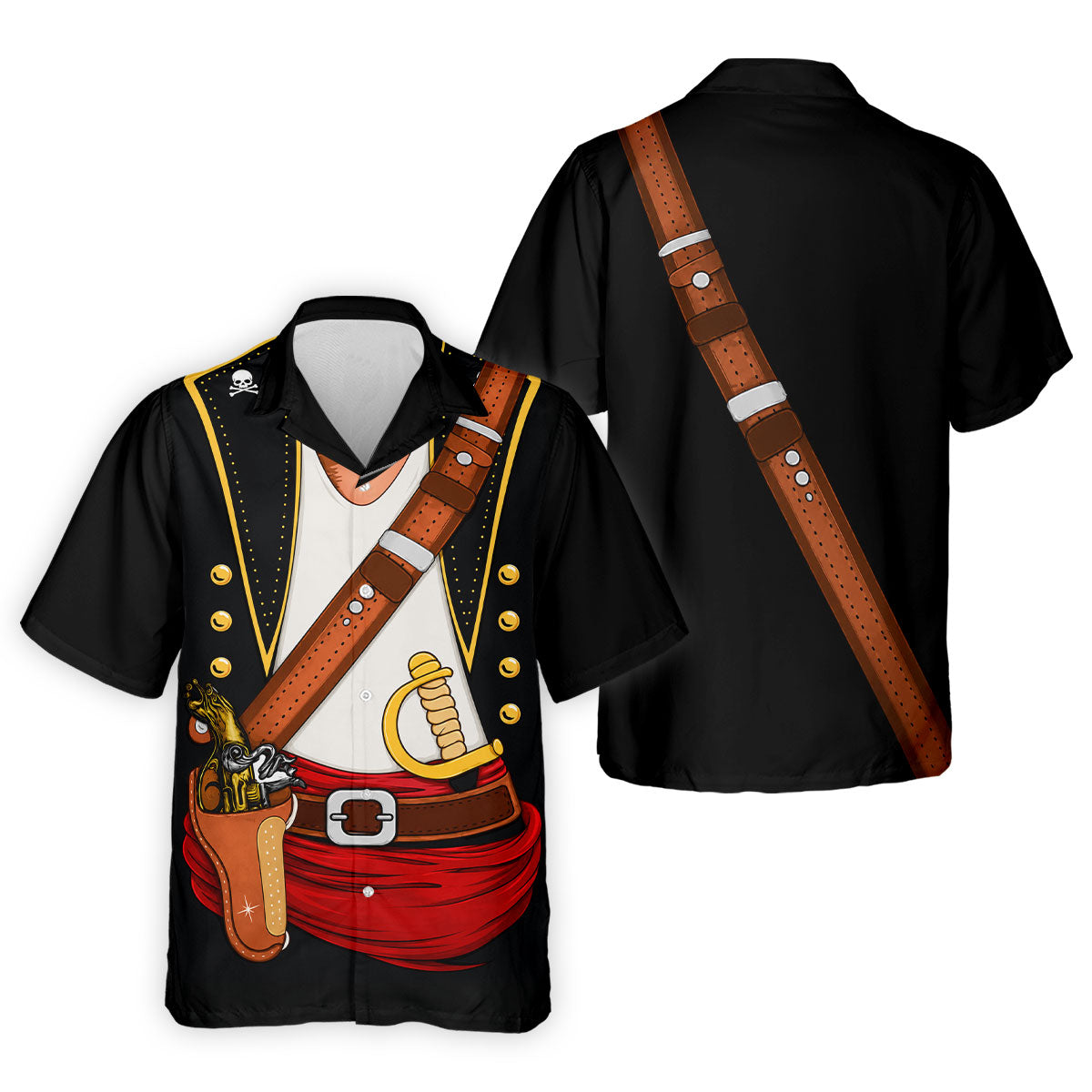 Swashbuckler Pirate Golf Shirt, Caribbean Captain Costume Pattern, Golf Shirt For Men