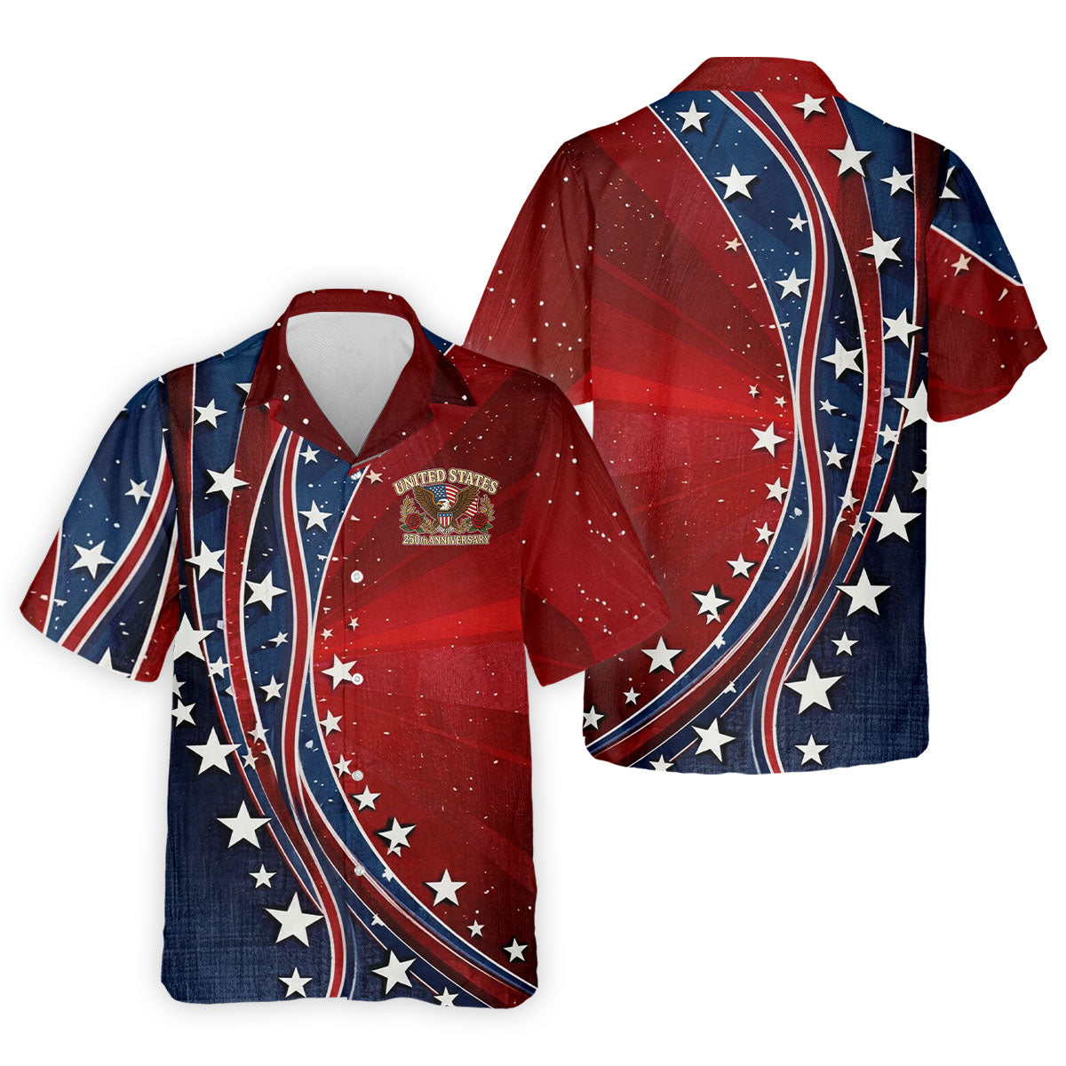 US 250th Anniversary Red White Navy Stars And Stripes Patriotic Golf Shirt, 4th Of July Golf Shirts For Men