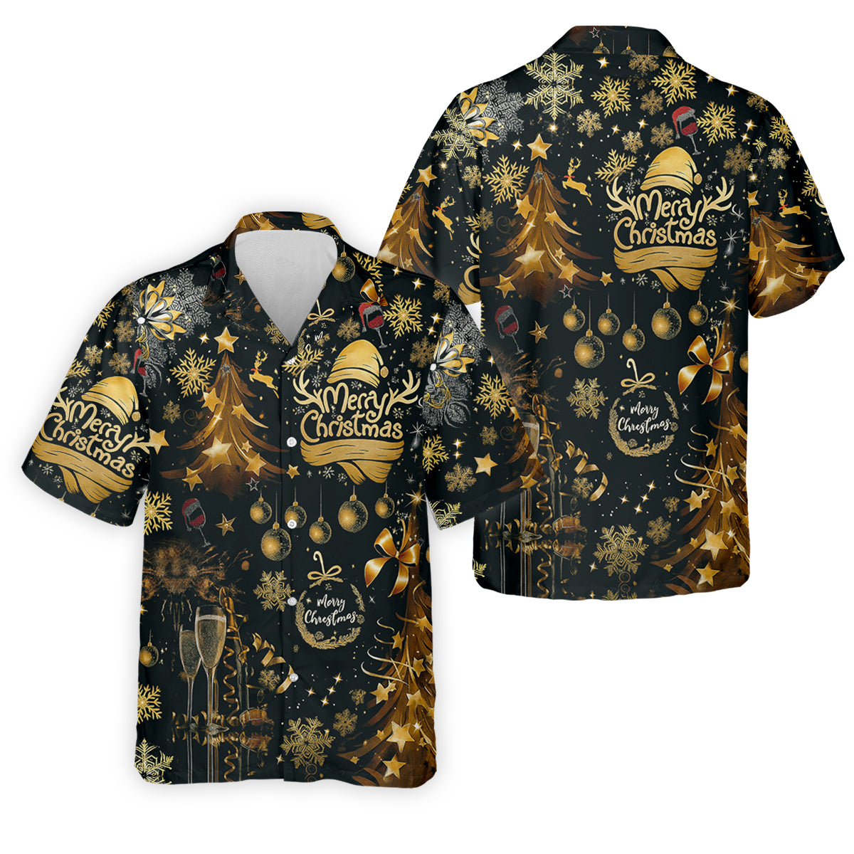 Champagne Golden Merry Christmas Men's Golf Polo Shirtistmas Golf Shirt, Golf Gift For Men