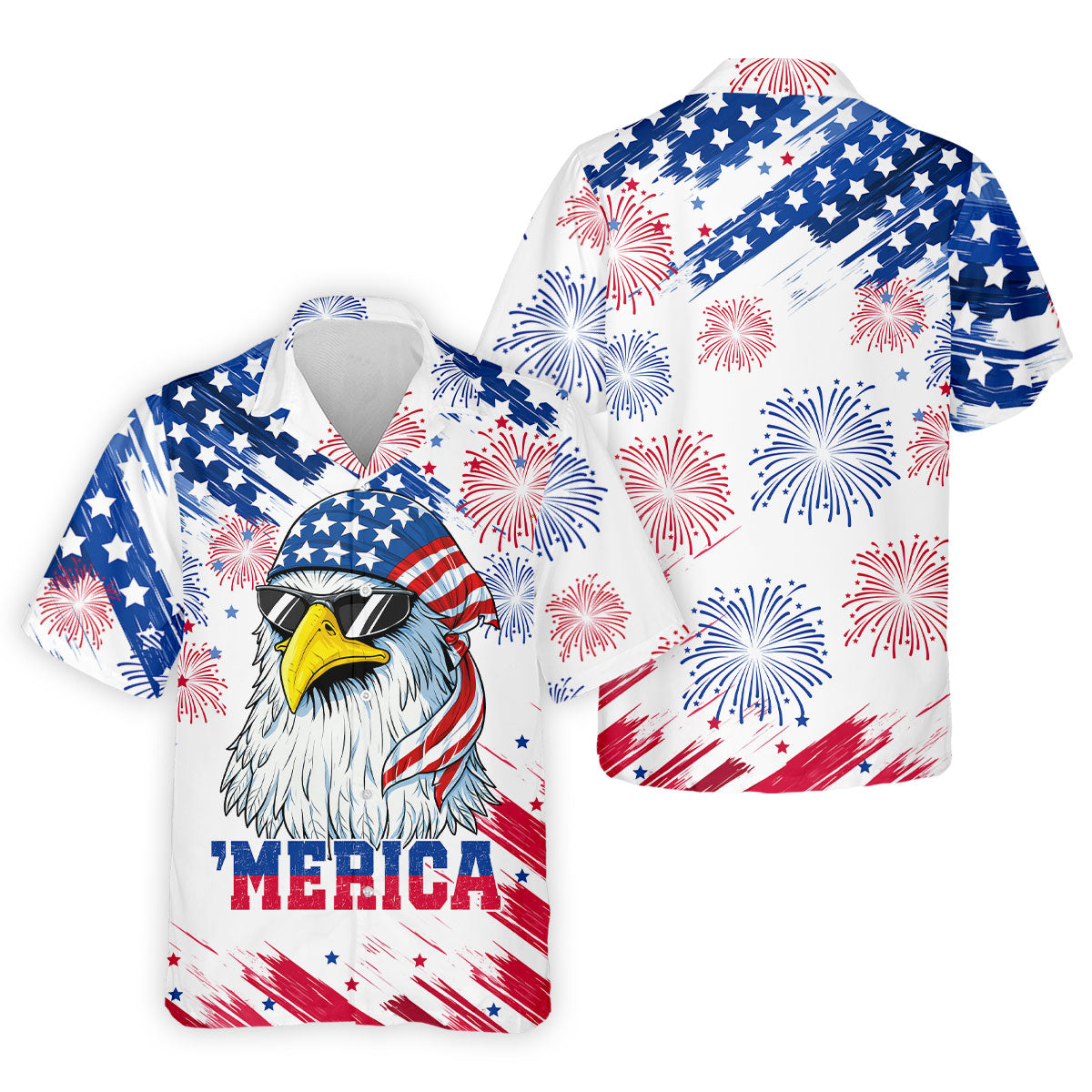 Cool Bald Eagle 4th Of July American Flag Pattern Golf Shirts For Men, 250th Anniversary Patriotic Golf Shirt