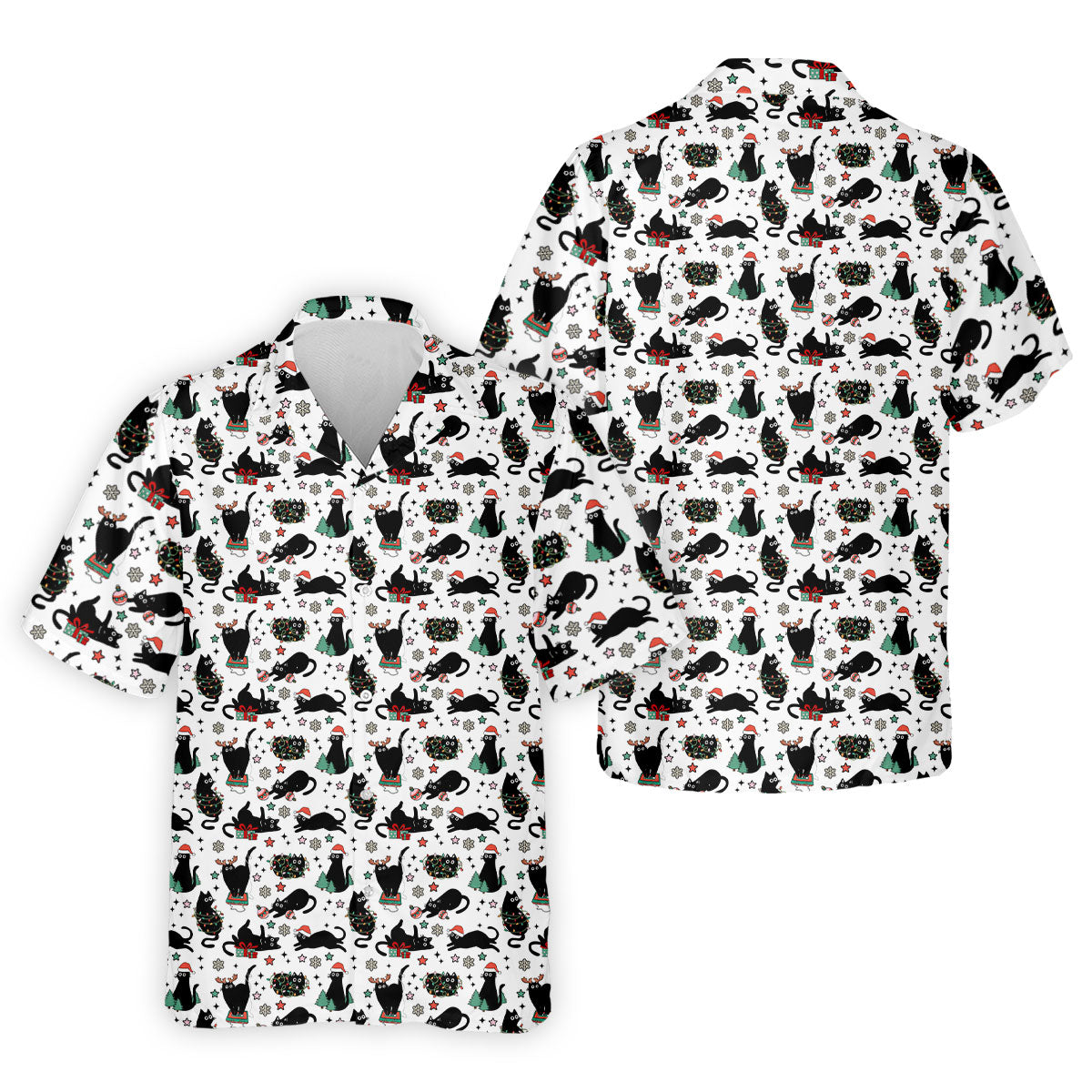 Xmas Black Cat Polo Shirtor Men, Christmas Golf Shirt, Golf Gift For Men, Christmas Golf Shirt