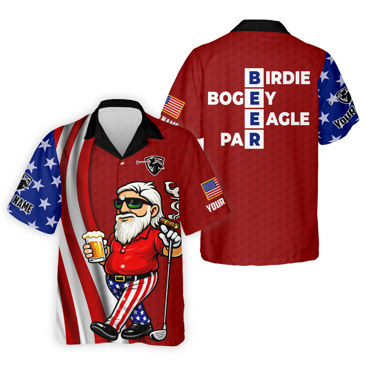 Patriotic Man Golf And Beer Funny 4th Of July Red Golf Shirt, 250 Years Of America Golf Shirts For Men