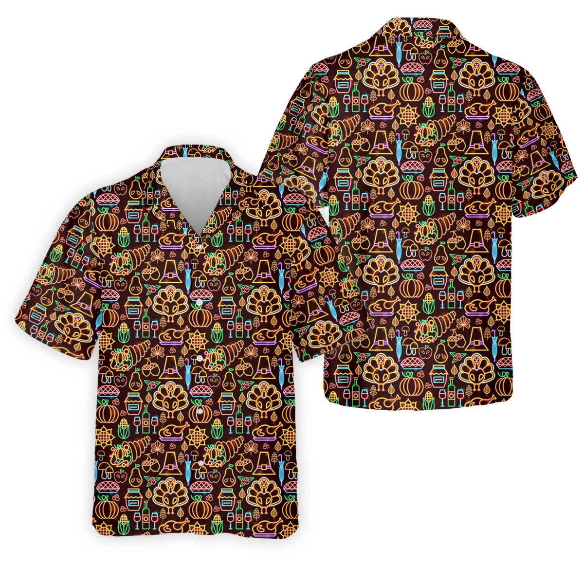 Thanksgiving Party Neon Print Golf Tops For Men, Polo Shirt Men, Golf Gift For Men