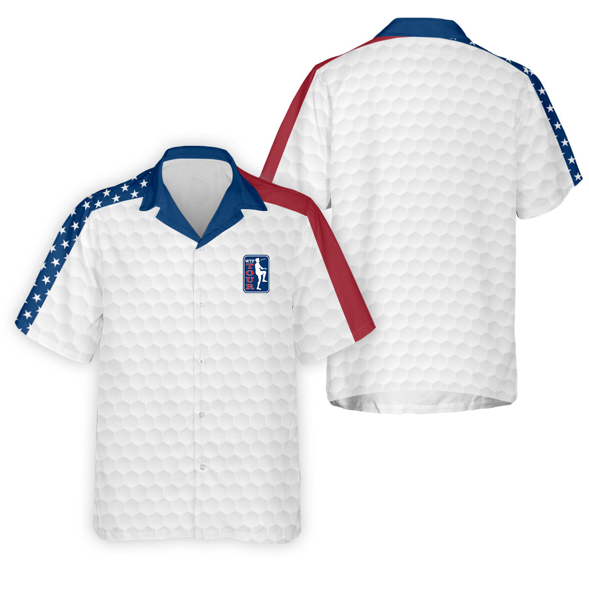 WTF Tour Angery Golfer Golf Ball Pattern Red White Blue Golf Shirts For Men, Polo Shirt Men