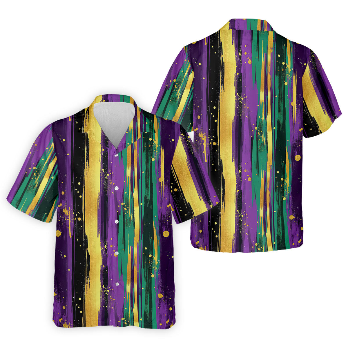 Green Purple Gold Splatter Effect Mardi Gras Golf Shirt, Polo ShirtFor Men, Golf Shirts For Men