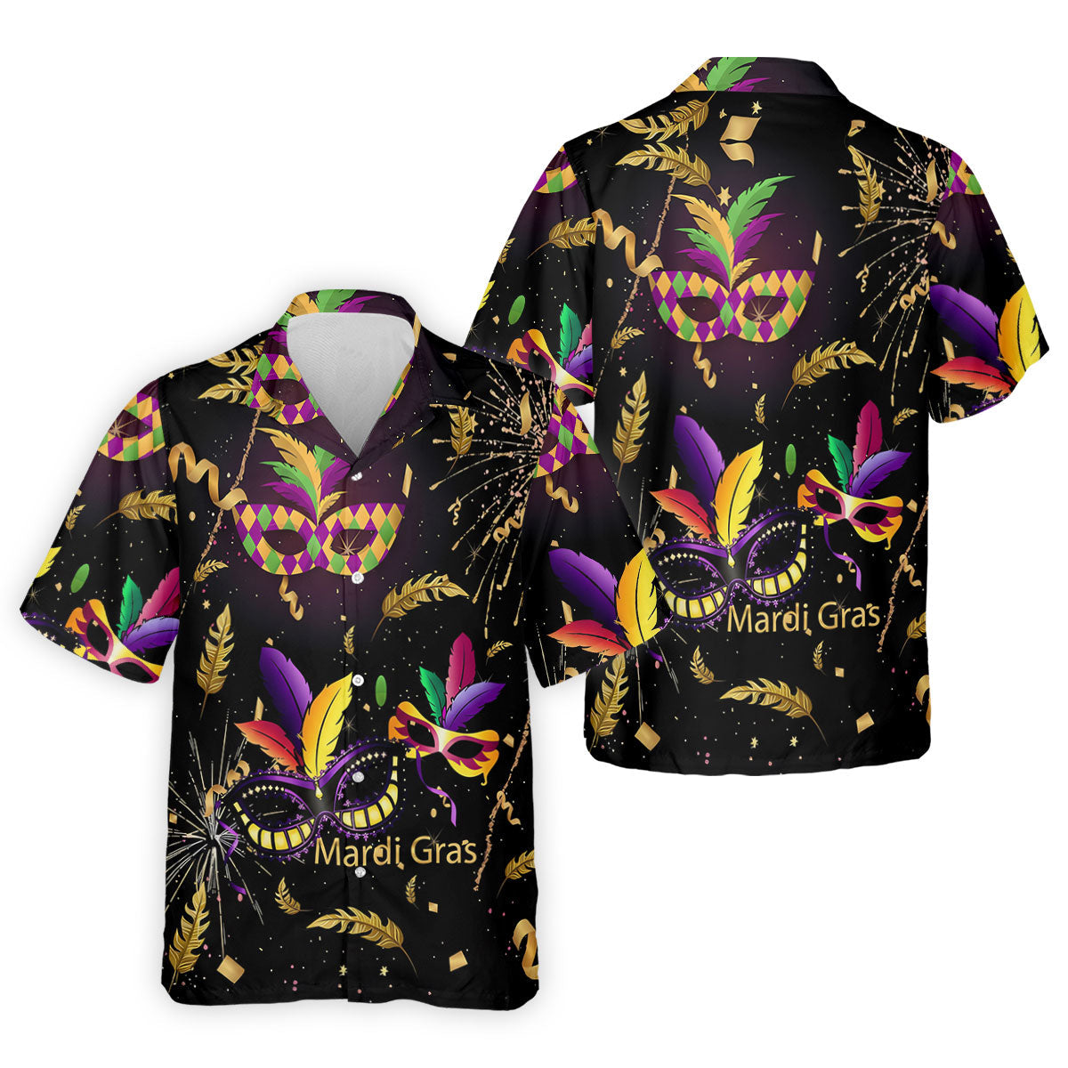 Gold Ribbons Mardi Gras Masquerade Mask Golf Tops For Men, Polo ShirtFor Men, Golf Shirts For Men