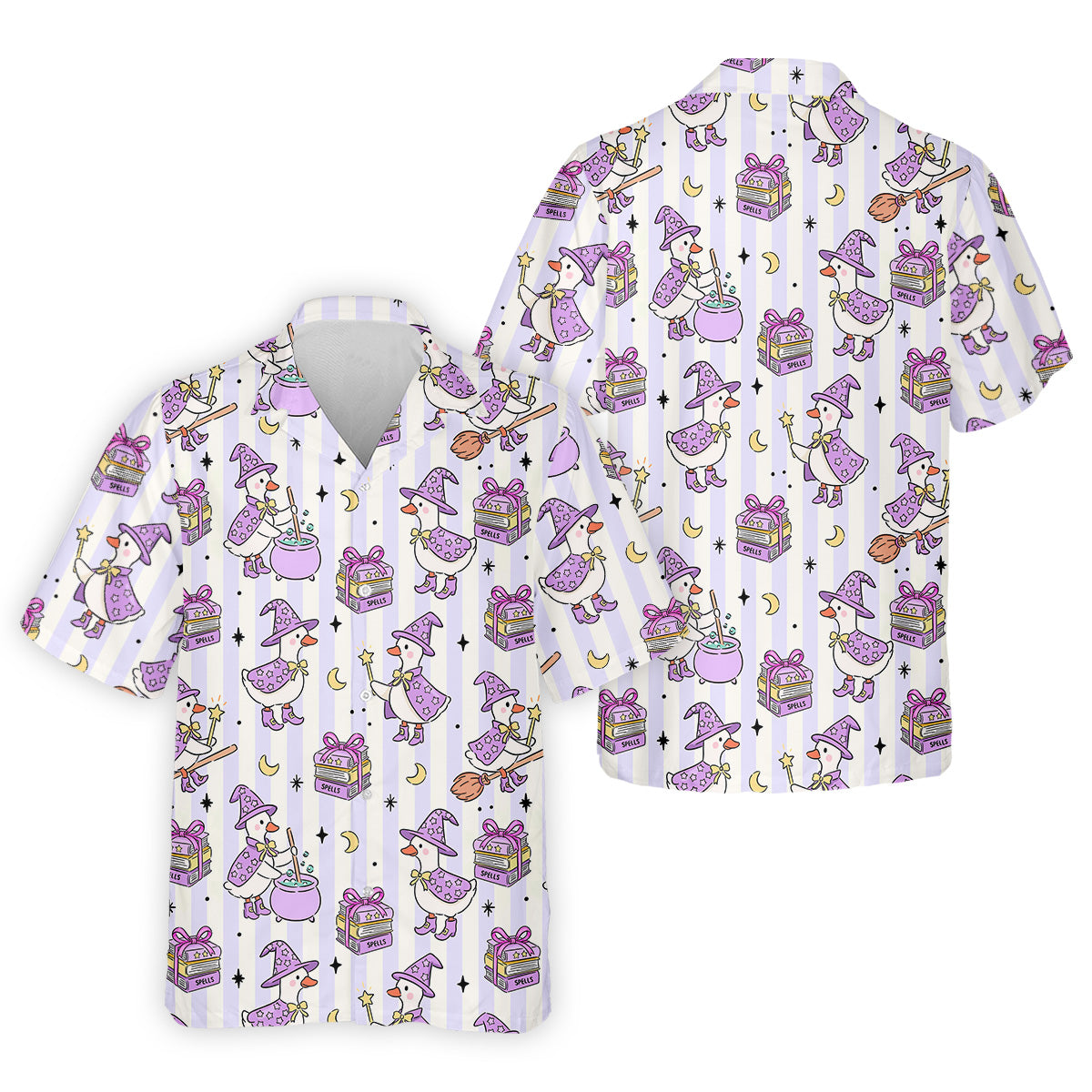 Halloween Witch Goose Purple Pastel Fun Golf Shirts For Men, Polo ShirtFor Men, Golfing Apparel