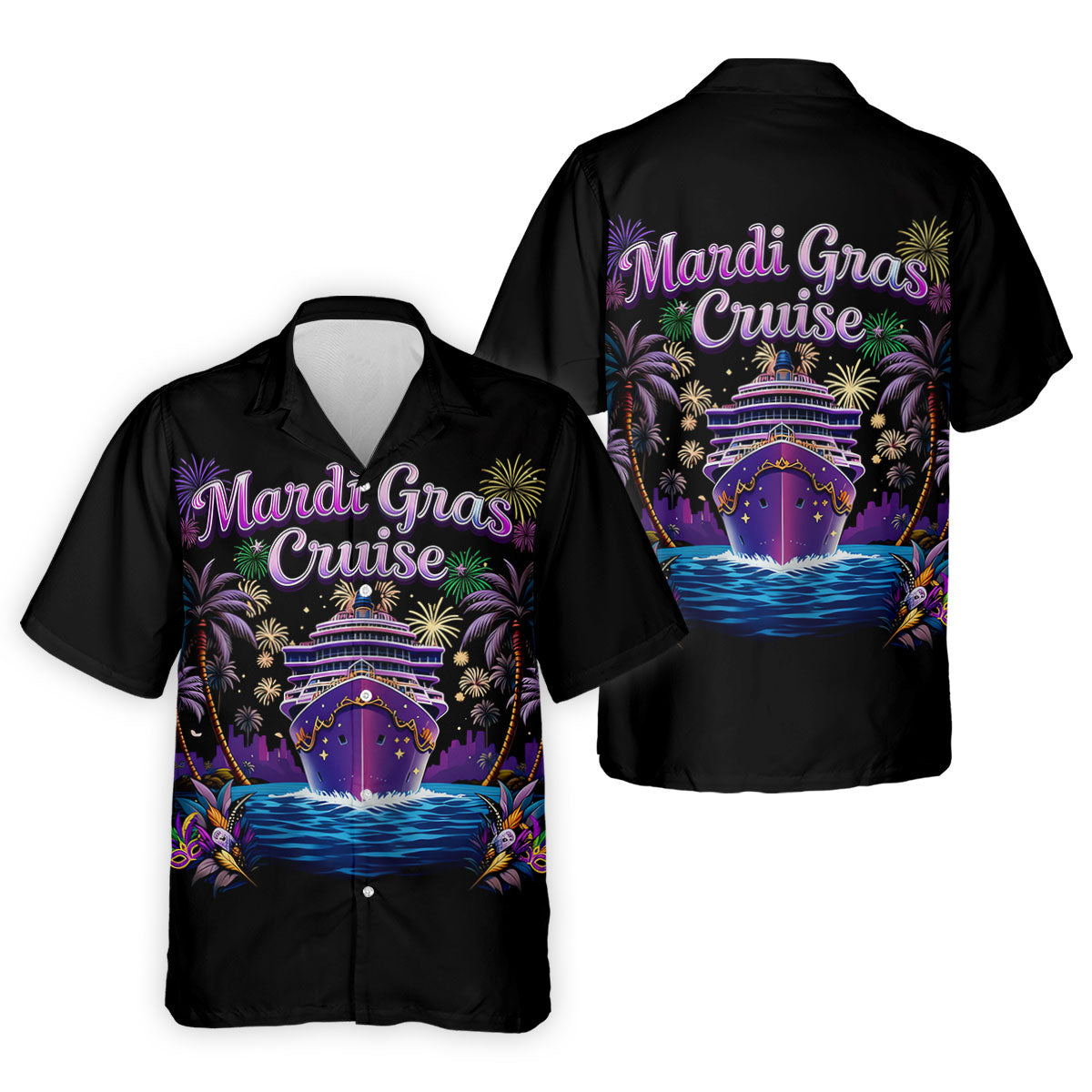 Mardi Gras Cruise Festive Theme Golf Tops For Men, Polo ShirtFor Men, Golf Shirts For Men