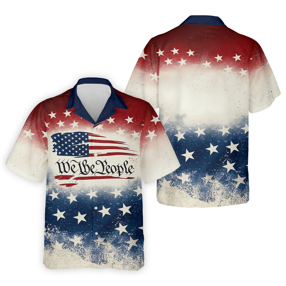We The People Star And Stripe Distressed Pattern Patriotic Golf Shirt, 250 Years 4th Of July Golf Shirts For Men