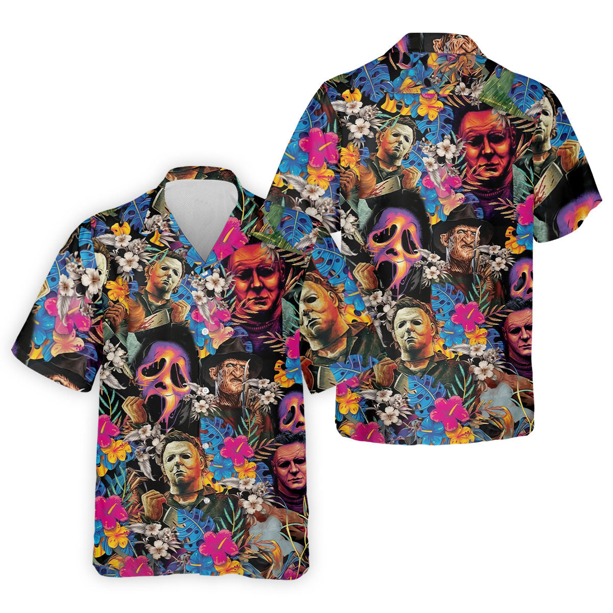 Tropical Horror Character Hawaiian Golf Shirt, Mens Golf Polo, Halloween Golf Apparel