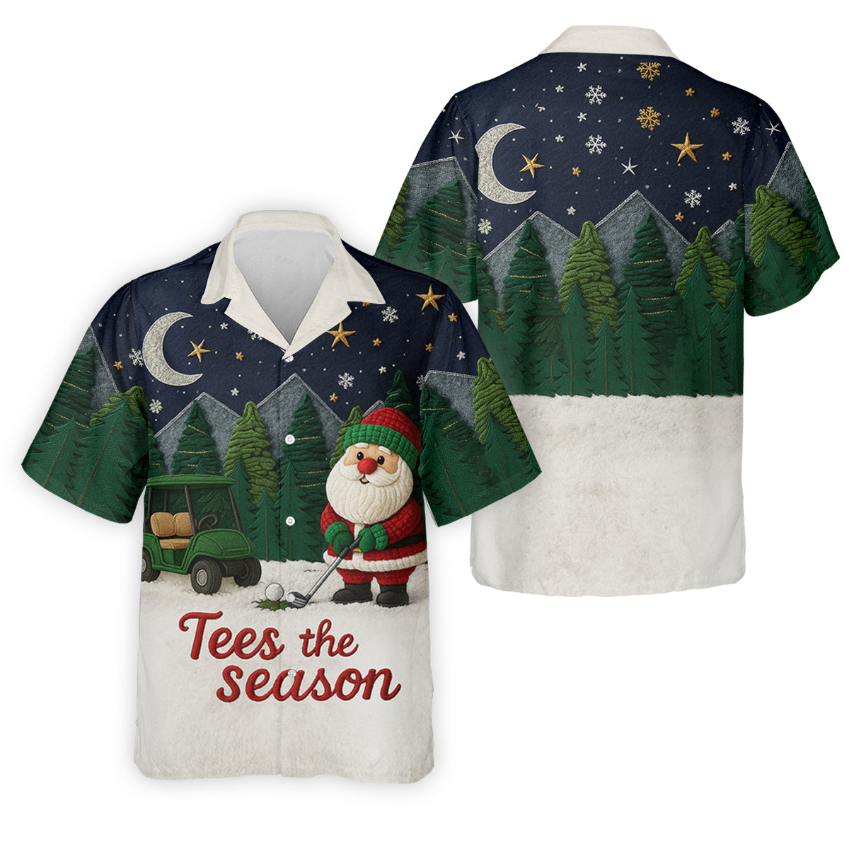 Santa Golfing Tees The Season Night Theme Golf Tops For Men, Christmas Golf Shirt, Polo ShirtFor Men