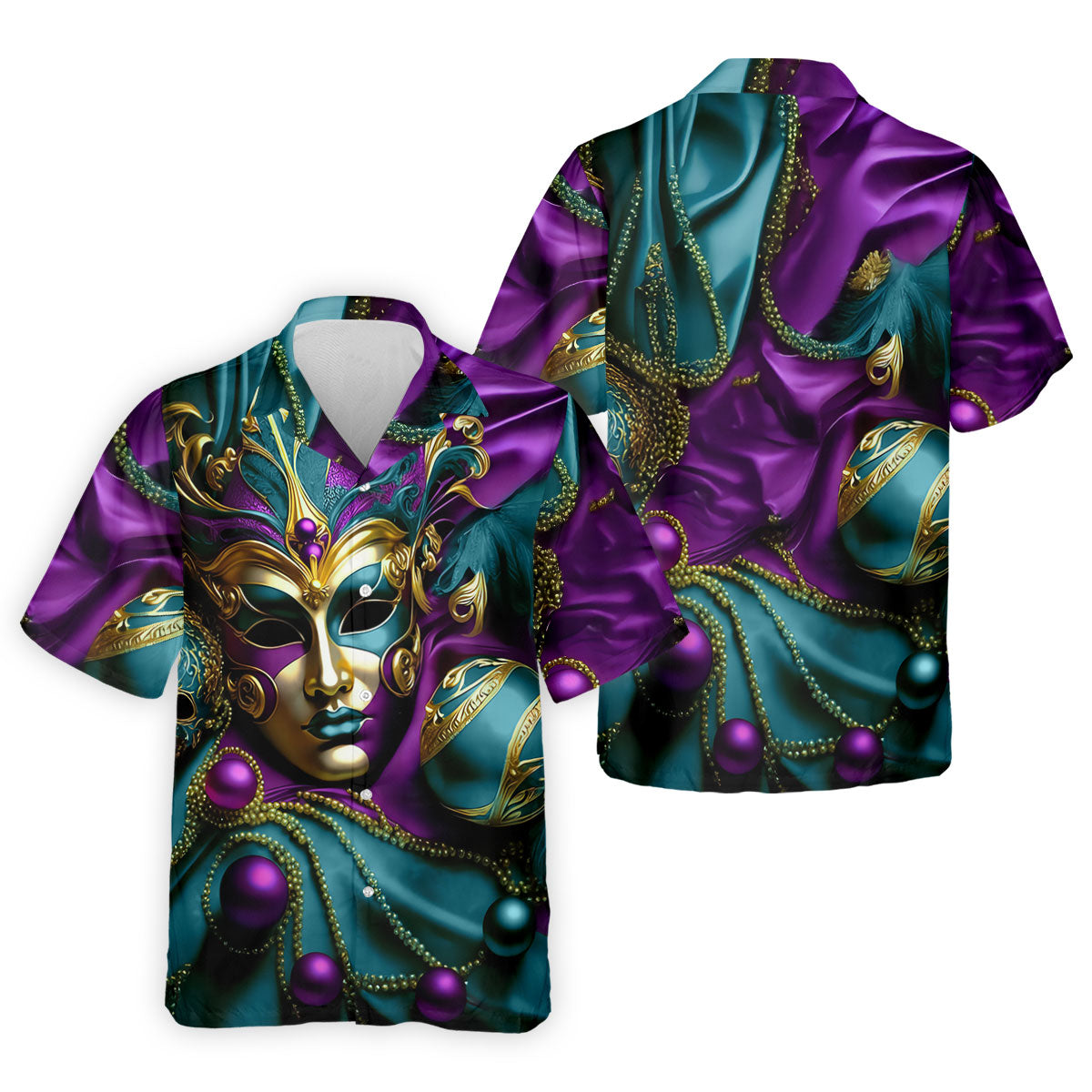 Mardi Gras Face Mask Turquoise Golf Shirt, Polo ShirtFor Men, Golf Shirts For Men, Polo For Men