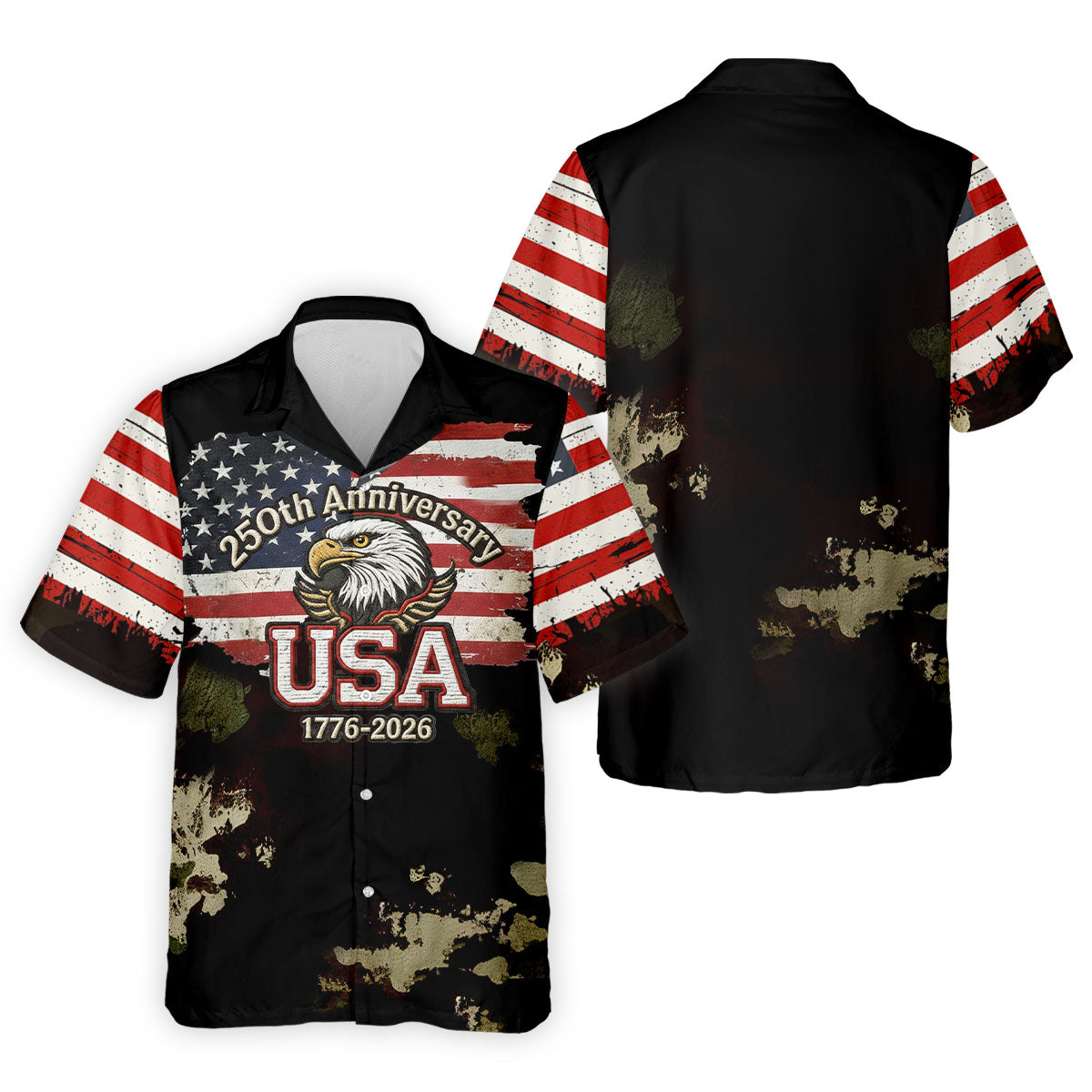 250th Anniversary USA 1776-2026 Distressed Flag Men's Golf Polo ShirtPatriotic 4th Of July Golf Shirt