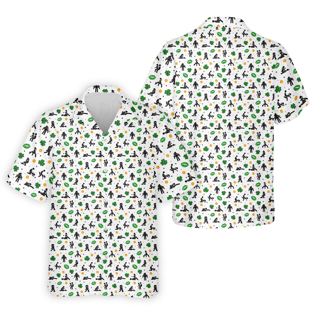 Funny Stick Figure Naughty Position Shamrock St Patrick's Day Golf Shirt, Performance Golf Shirt, Polo ShirtFor Men
