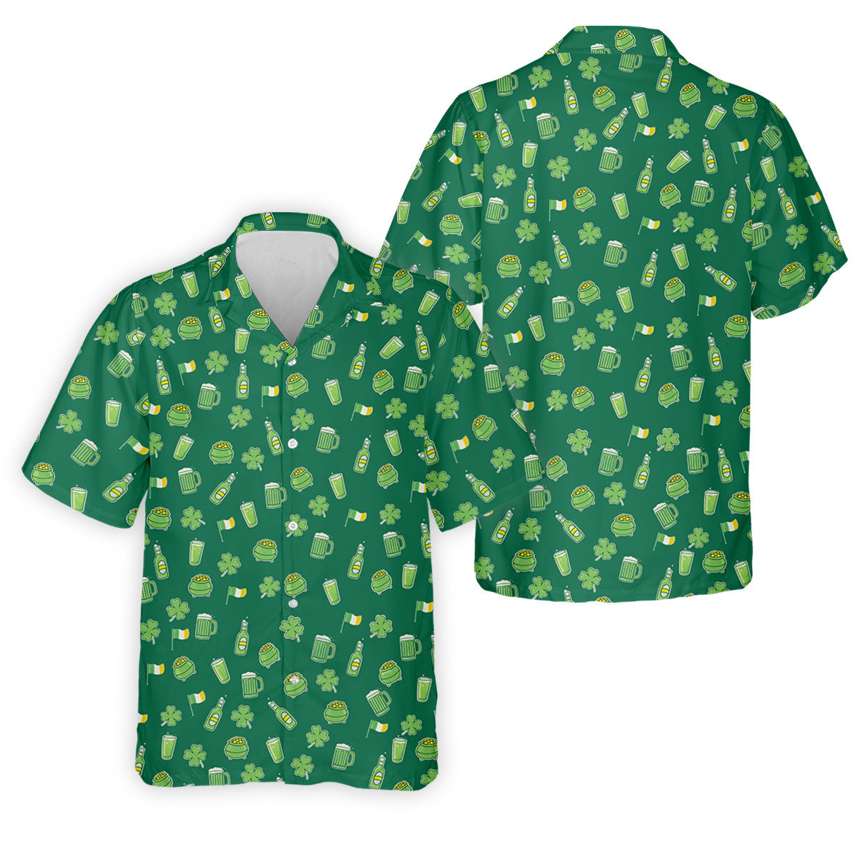 St Patrick's Day Beer Four Leaf Clovers Gold Pots Green Golf Shirt, Polo ShirtFor Men, Golf Shirts For Men