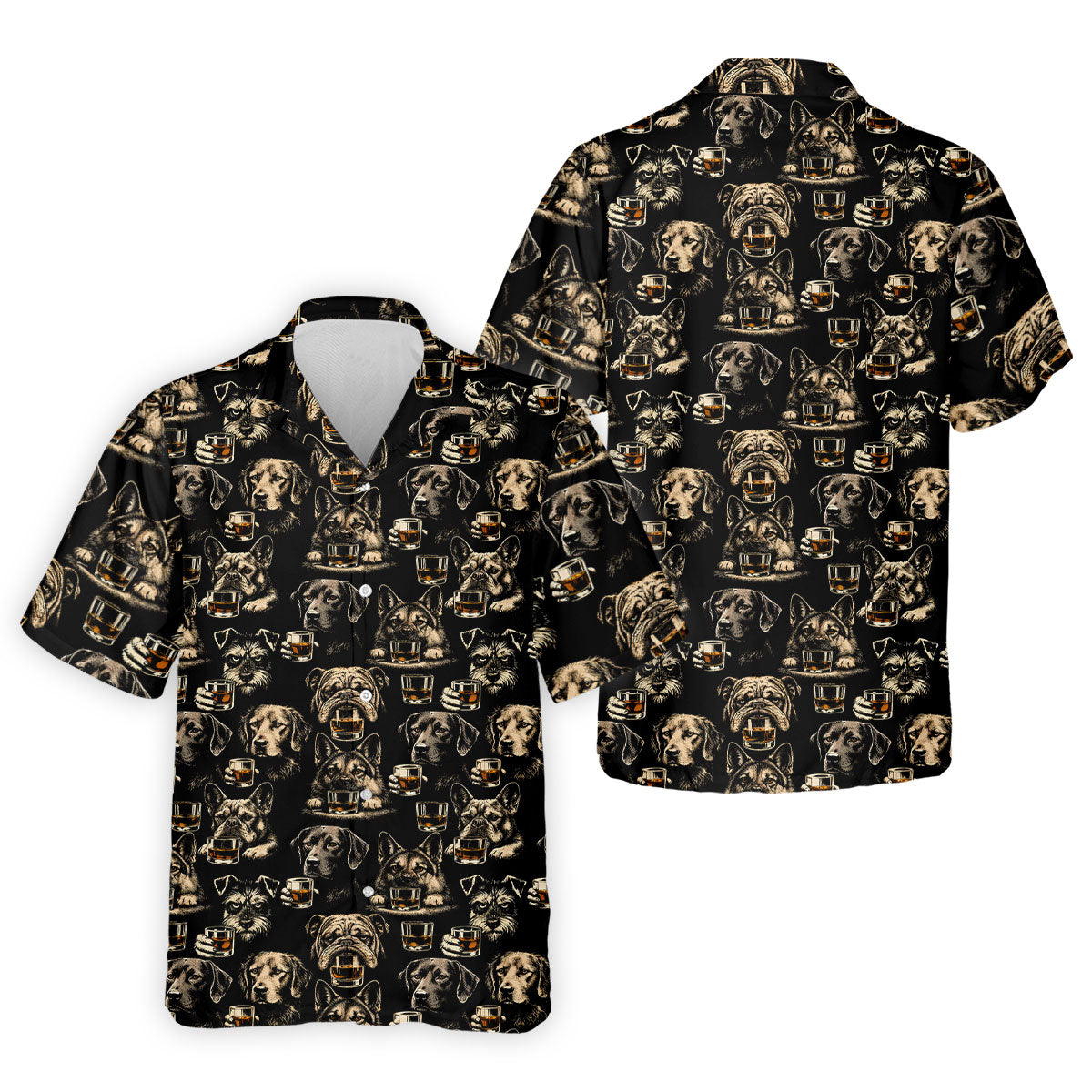 Black Dog Breeds Whiskey Glass Pattern Golf Shirt, Mens Polo Shirt, Funny Golf Shirt, Golf Apparel For Men