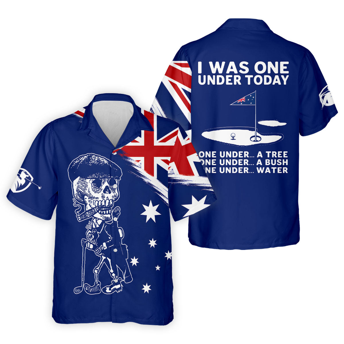 I Was One Under Today Skeleton Golfer Australia Flag Print Golf Tops For Men, Polo Shirtor Men