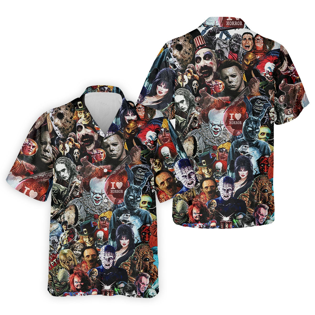 Classic Horror Icons Collage Halloween Golf Shirt, Mens Golf Polo, Printed Golf Shirts
