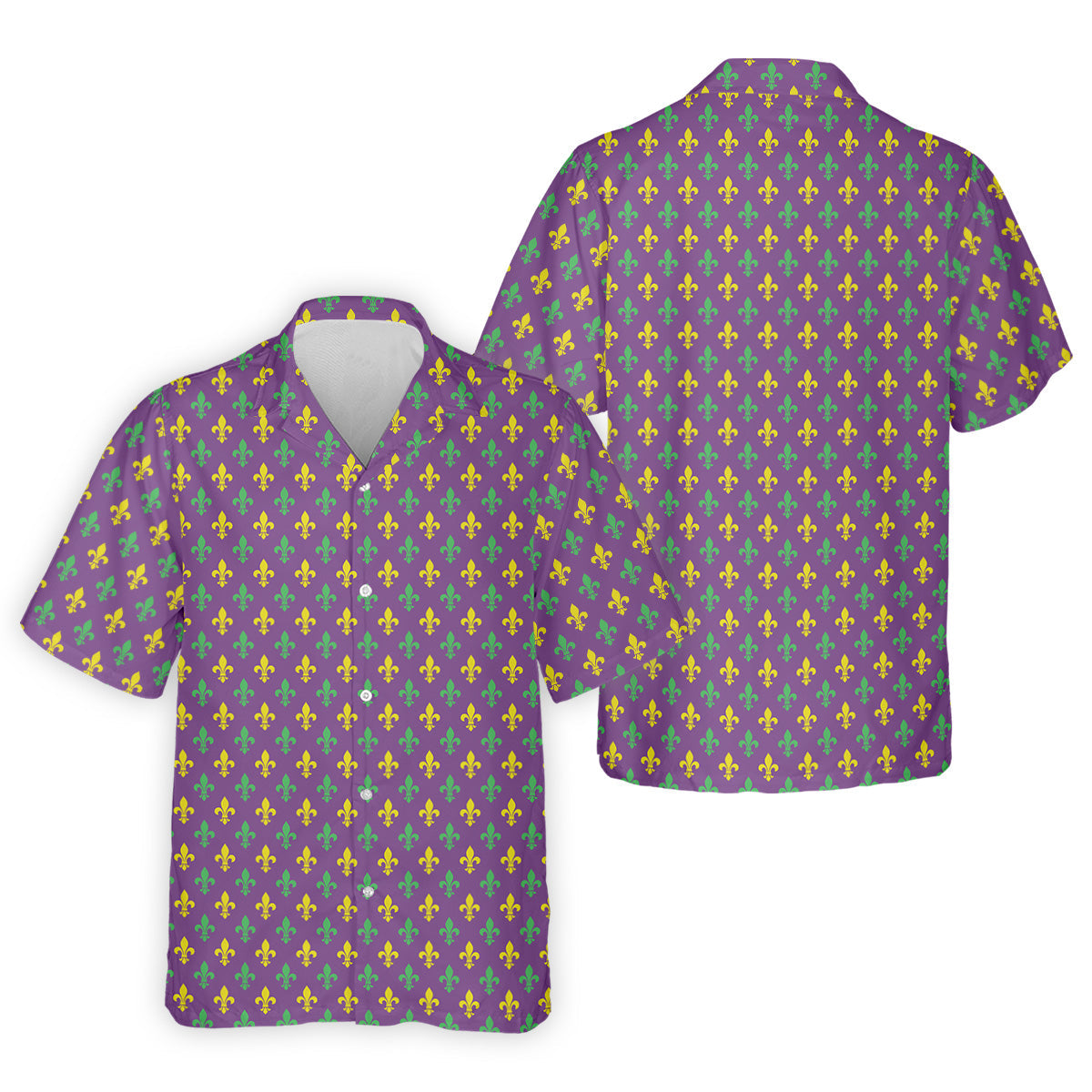 Mardi Gras Theme Green Purple Gold Fleur De Lis Pattern Golf Tops For Men, Golf Gift For Men