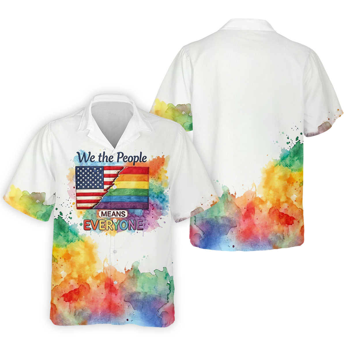 We The People Means Everyone Water Color Print Golf Shirt, LGBTQ Month Polo Shirt Men