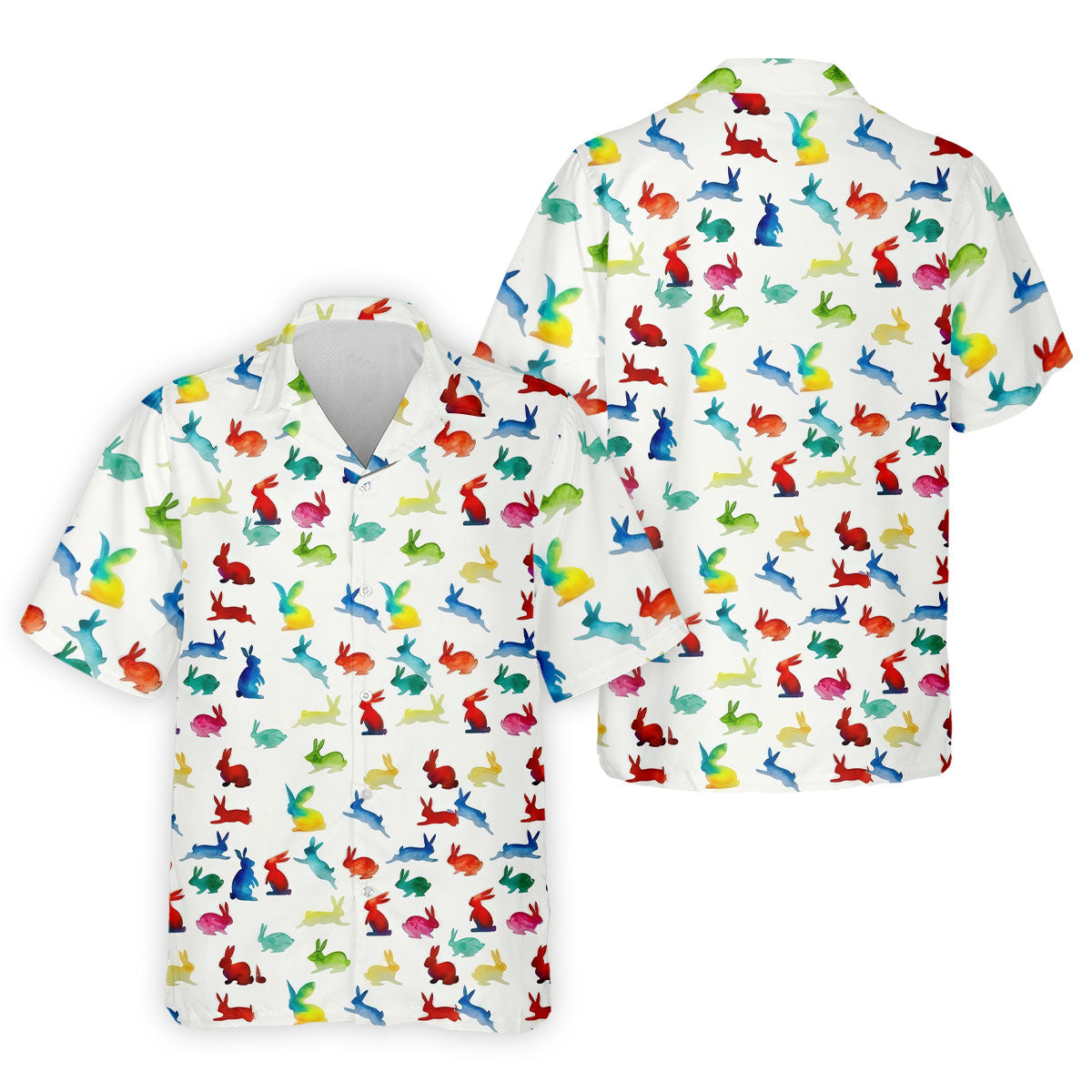 Colorful Bunny Funny Golf Shirt, Easter Bunny Pattern Golf Tops For Men, Golf Shirts For Men