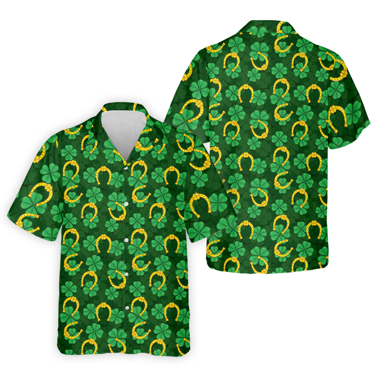 Four Leaf Clovers Golden Horseshoes St Patrick's Day Golf Shirt, Polo ShirtFor Men, Golf Shirts For Men