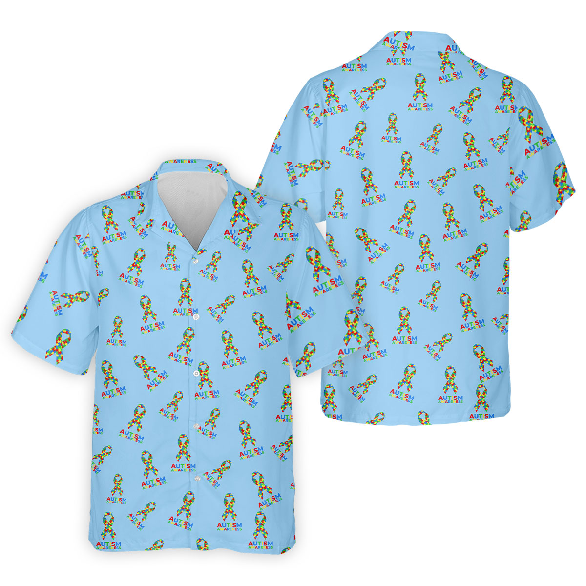 Autism Awareness Colors Autism Ribbon Blue Golf Shirt, Golf Tops For Men, Golf Shirts For Men