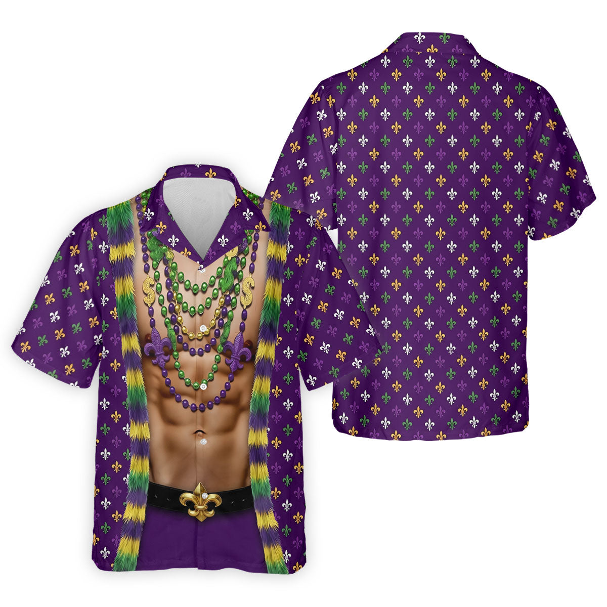 Funny 3D Print Mardi Gras Fleur De Lis Purple Golf Shirt, Golf Tops For Men, Golf Shirts For Men