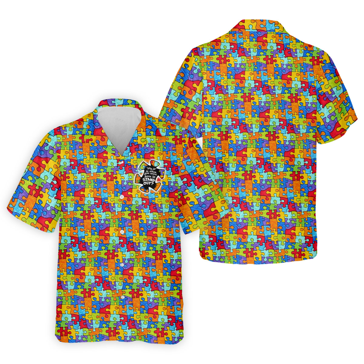 Why Fit In When You Were Born To Stand Out Autism Puzzle Golf Tops For Men, Golf Shirts For Men