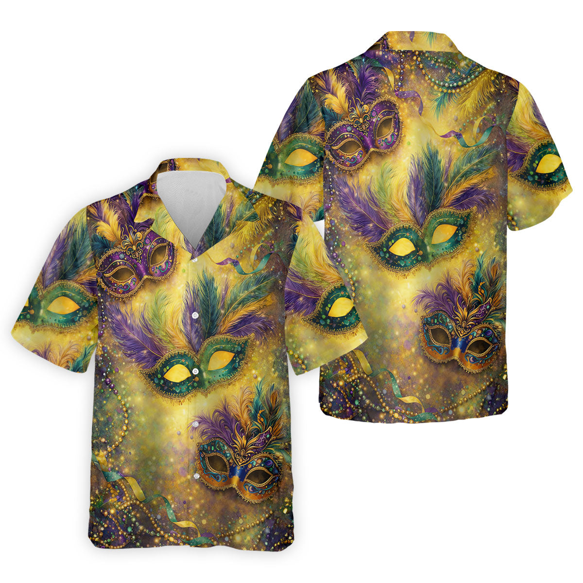 Masquerade Mask Beads Chain Sparkling Effect Mardi Gras Golf Shirt, Polo ShirtFor Men, Golf Shirts For Men