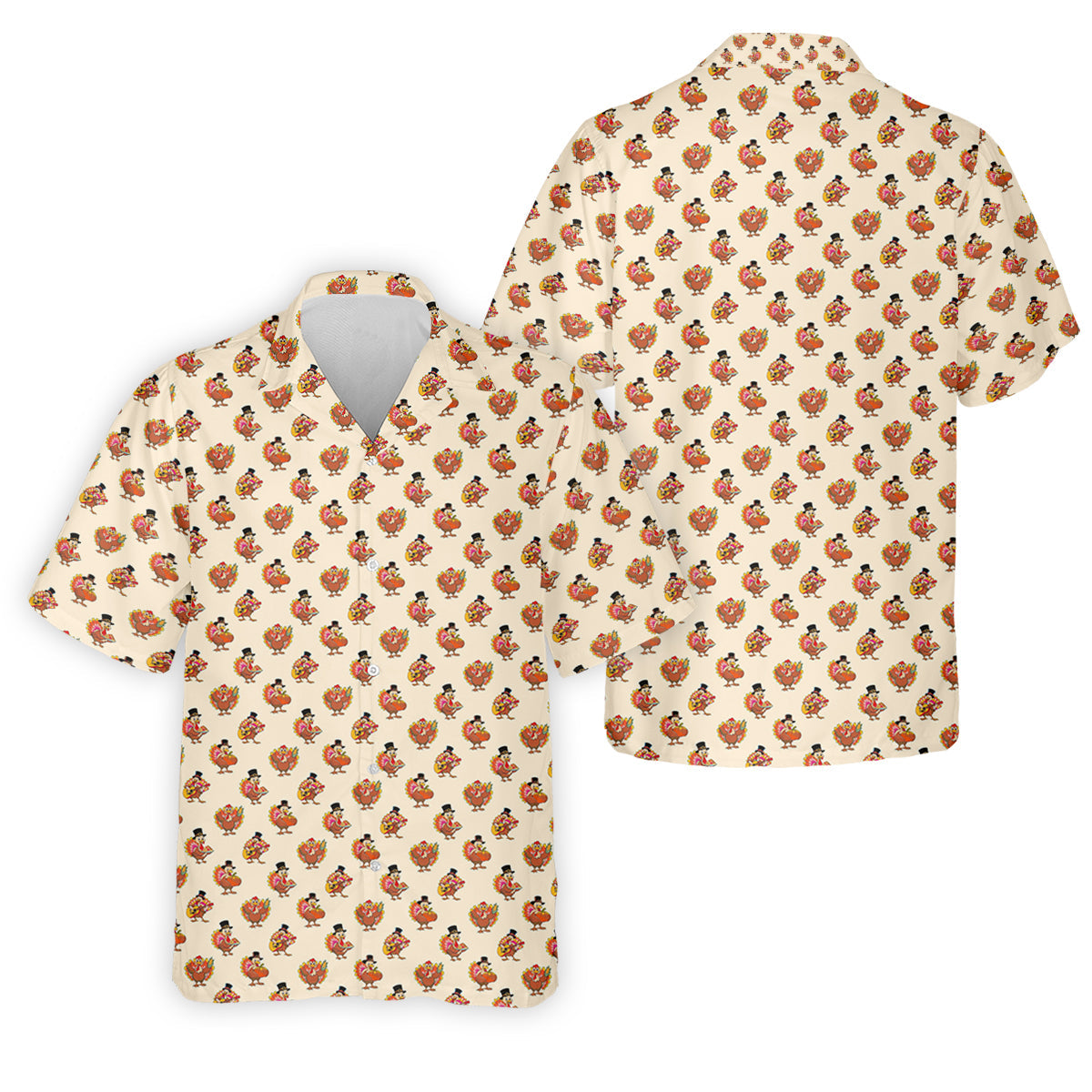 Festive Turkey Thanksgiving Holiday Beige Golf Tops For Men, Polo Shirtor Men, Golf Gift For Men
