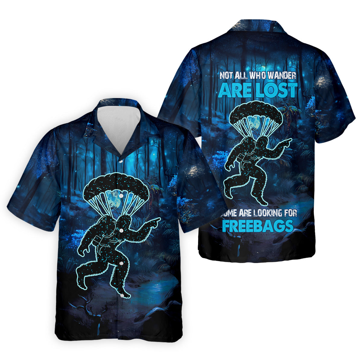Not All Who Wander Are Lost Some Are Looking For Freebags Funny Bigfoot Skydiving Shirt, Men's Skydive Outfit