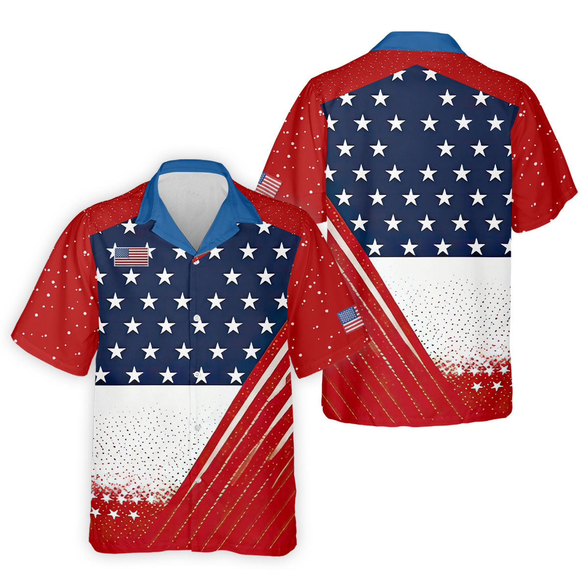 White Star Patriotic 4th Of July American Flag Golf Polo Shirtatriotic Golf Shirt, Golf Shirts For Men
