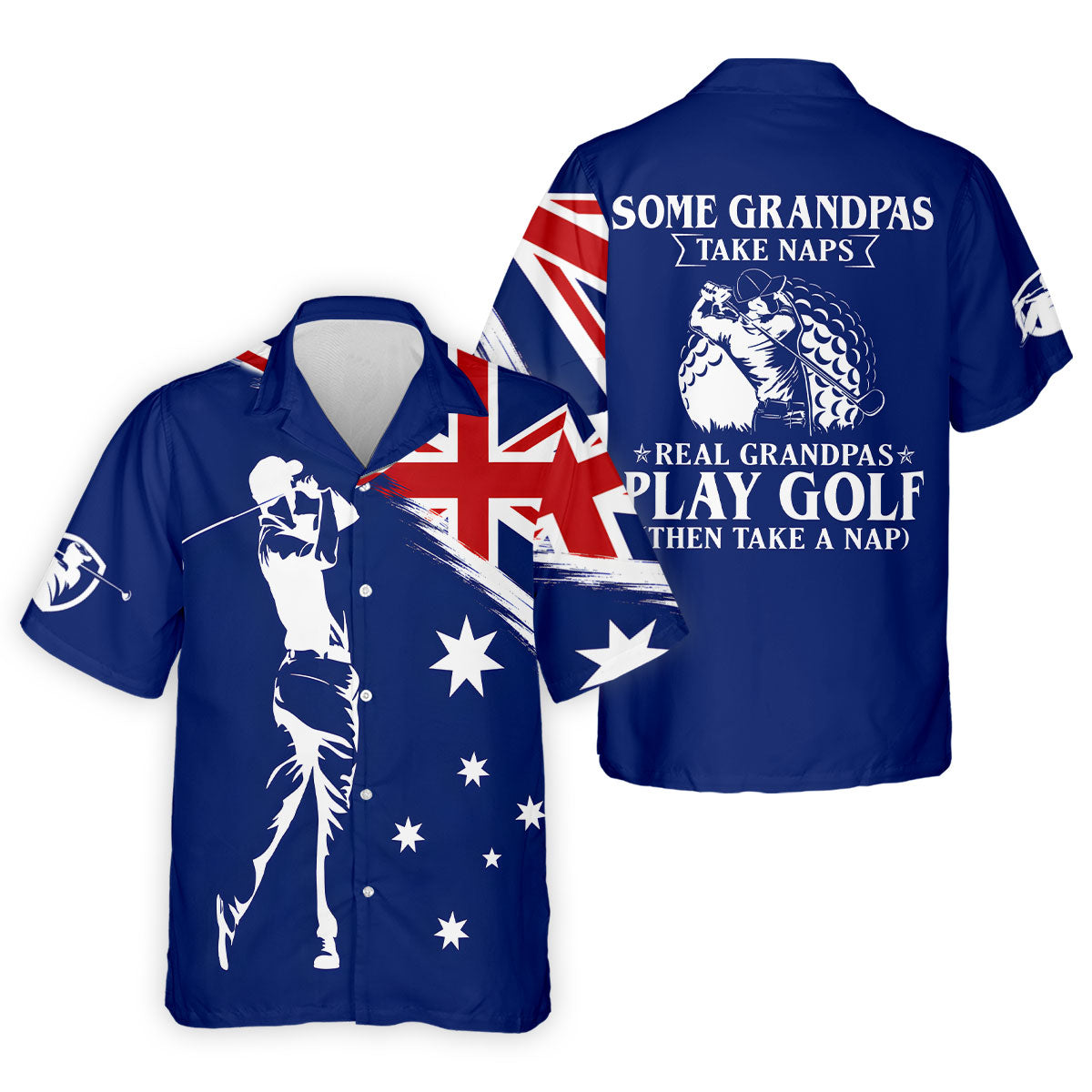 Real Grandpas Play Golf Then Take A Nap Australia Flag Print Men's Funny Golf Shirts, Polo Shirtor Men