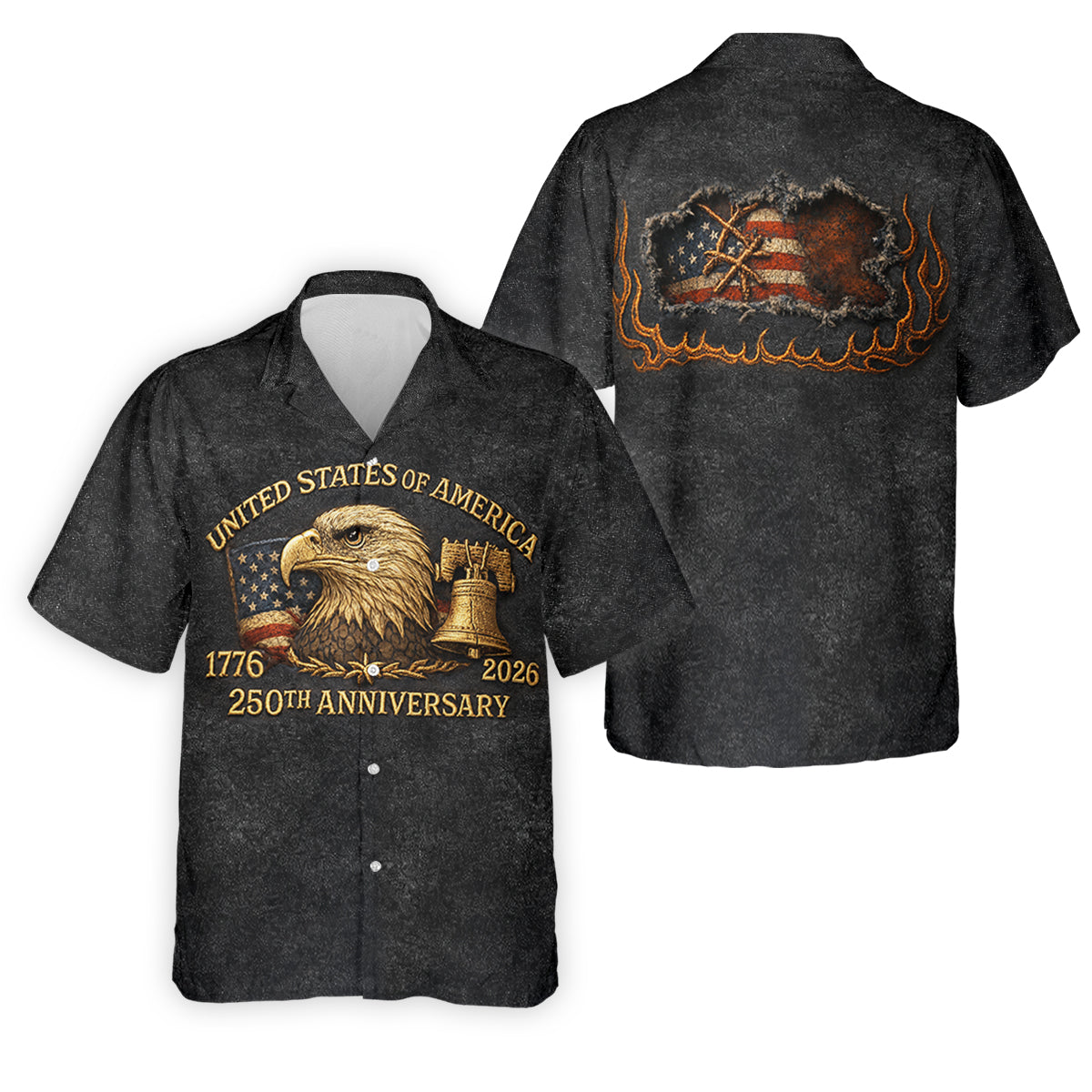 Bald Eagle American Flag 250th Anniversary Dark Grey Color Golf Shirts For Men, Polo ShirtFor Men