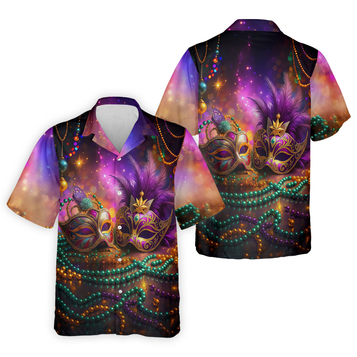 Carnival Mask Beads Chain Bokeh Effect Mardi Gras Golf Shirt, Polo ShirtFor Men, Golf Shirts For Men