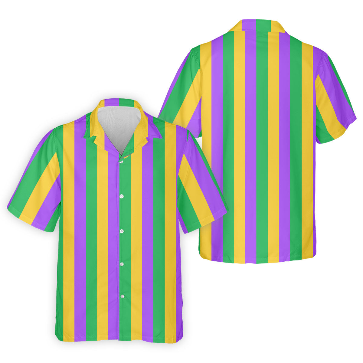 Green Gold Purple Vertical Stripe Mardi Gras Golf Shirt, Polo ShirtFor Men, Golf Shirts For Men