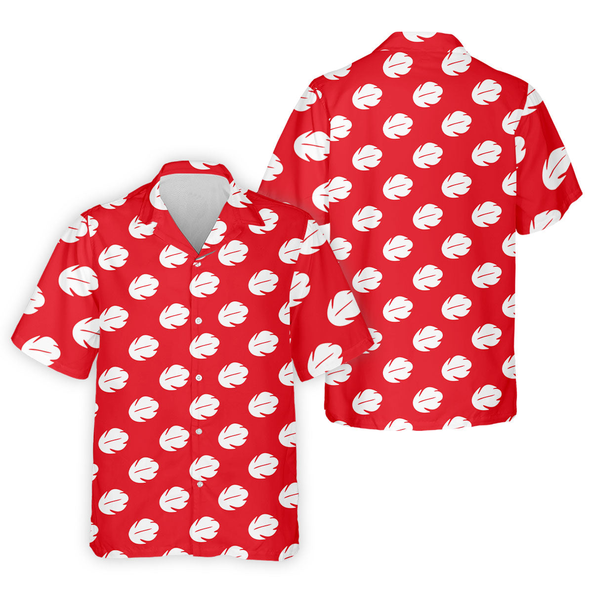 Red Tropical Leaf Hawaiian Golf Shirt, Mens Golf Polo, Golf Shirts For Men